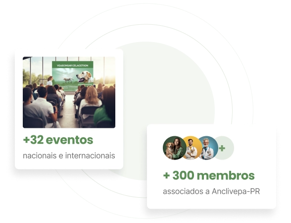 + de 30 eventos nacionais e internacionais realizados. + de 300 membros associados a Anclivepa - PR